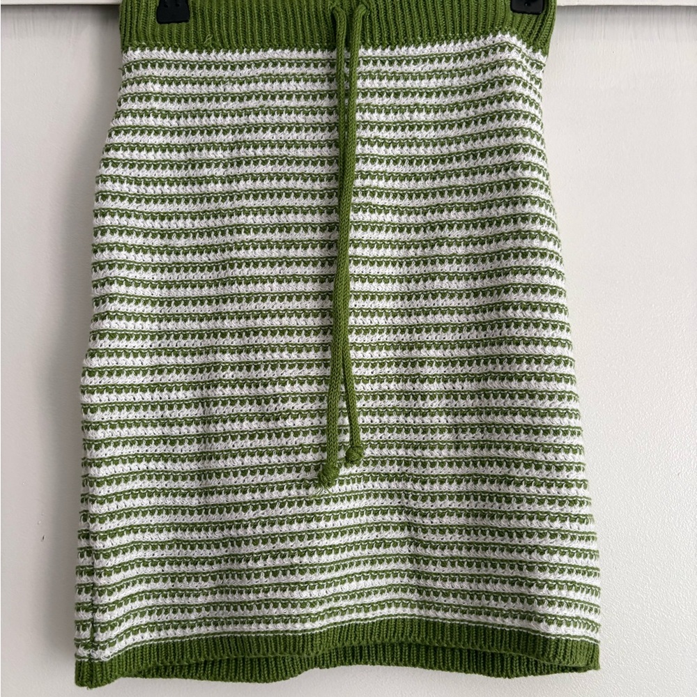 Green and White Striped knit Skirt